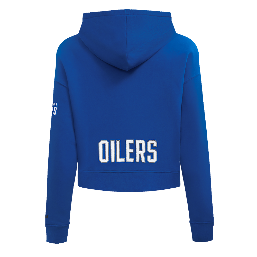 NHL EDMONTON OILERS CLASSIC WOMEN'S FLC CROPPED PO HOODIE (DODGER BLUE)