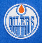 NHL EDMONTON OILERS CLASSIC BLOUSON COLLÉGIAL EN LAINE POUR FEMME (BLEU DODGER/BLANC)