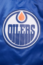 NHL EDMONTON OILERS CLASSIC WOMEN'S SATIN JACKET (DODGER BLUE)