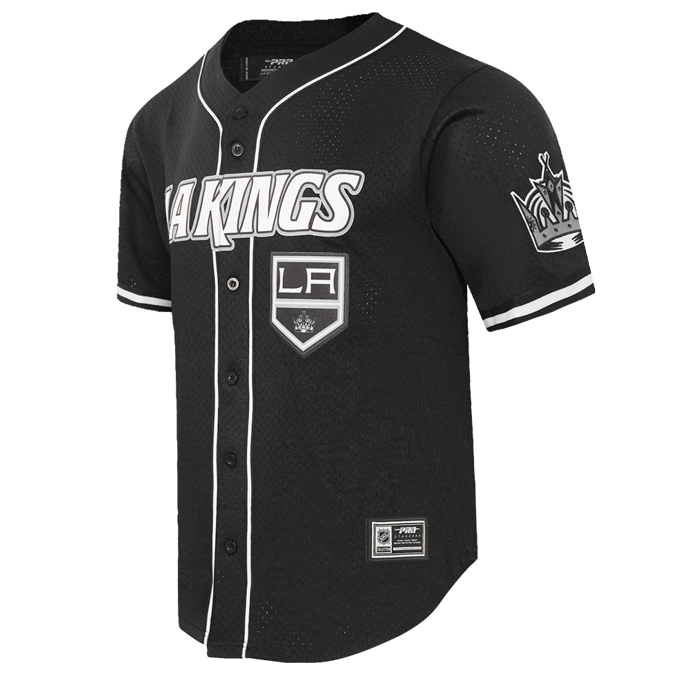 NHL LOS ANGELES KINGS CLASSIC MEN'S MESH BUTTON DOWN JERSEY (BLACK)