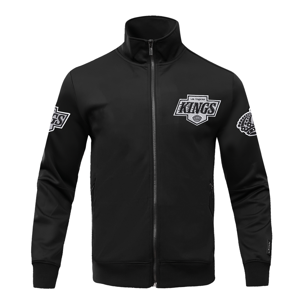 NHL LOS ANGELES KINGS CLASSIC CHENILLE VESTE D'ENTRAÎNEMENT EN MAILLE DOUBLE POUR HOMME (NOIR/GRIS)