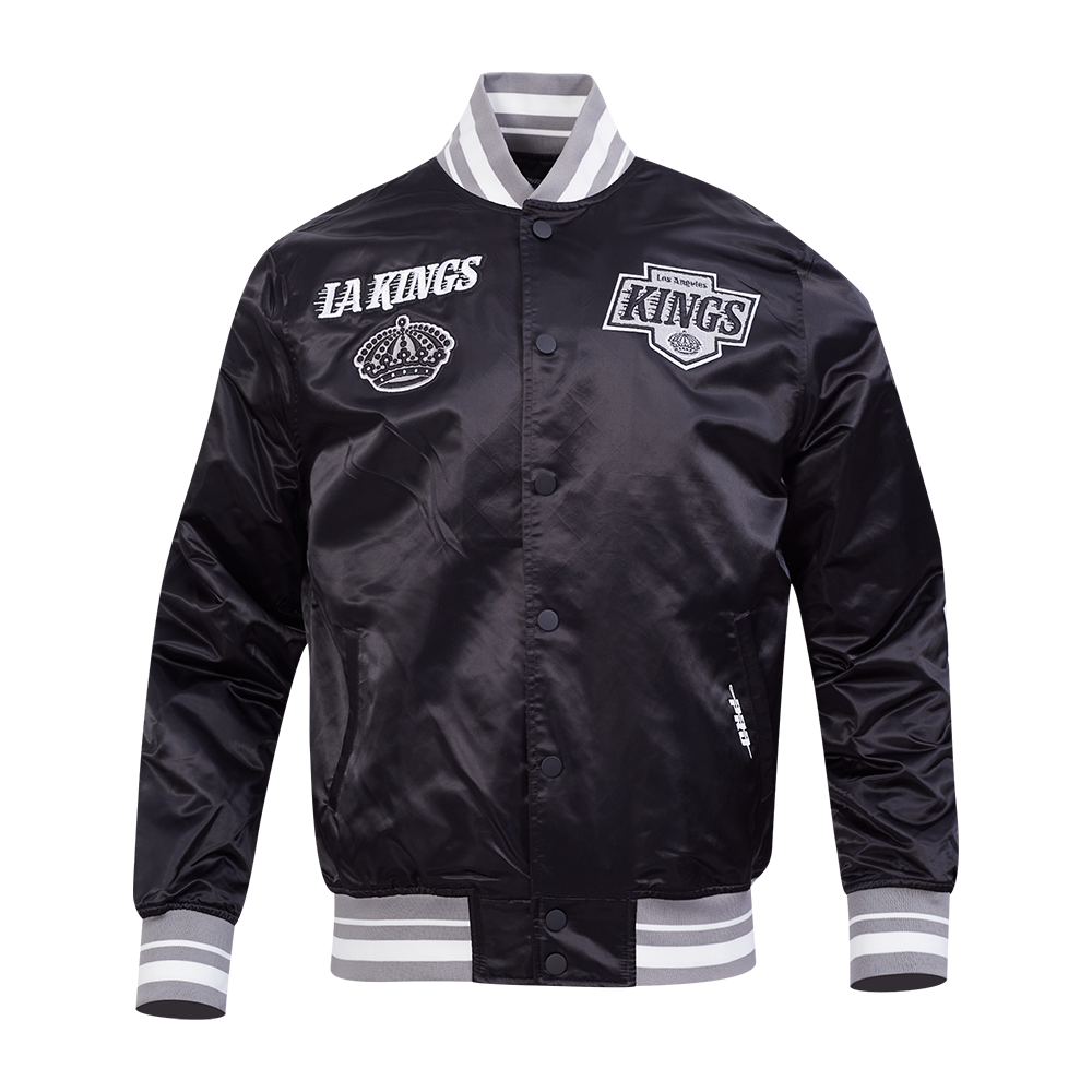 NHL LOS ANGELES KINGS RETRO CLASSIC MEN'S  RIB SATIN JACKET (BLACK/GRAY)