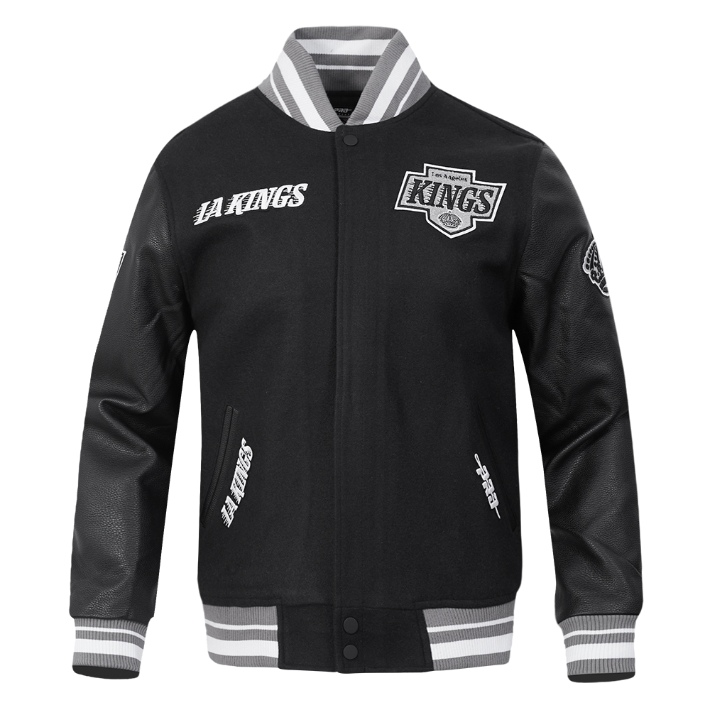 NHL LOS ANGELES KINGS RETRO CLASSIC MEN'S  RIB WOOL VARSITY JACKET (BLACK/GRAY)