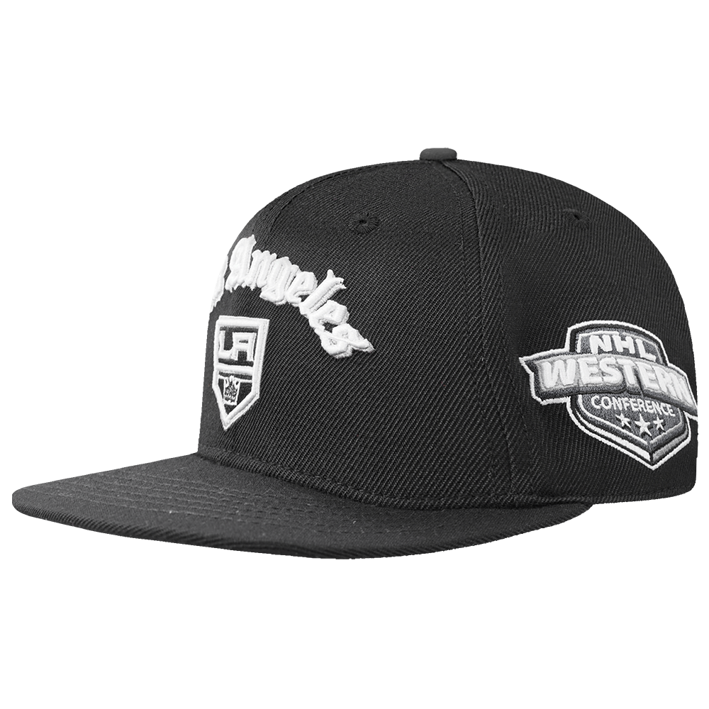 NHL LOS ANGELES KINGS OLD ENGLISH UNISEX 6 PANEL SNAPBACK HAT (BLACK)