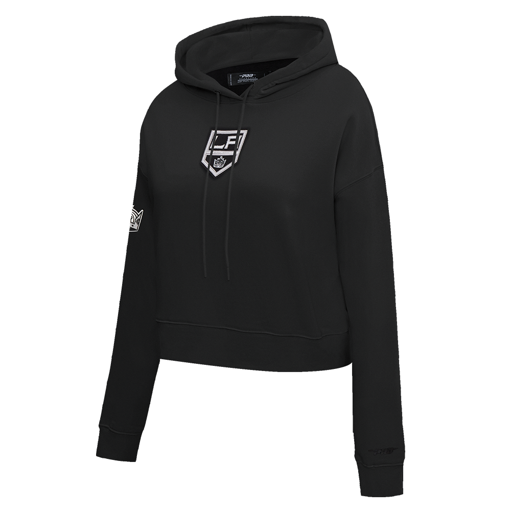 NHL LOS ANGELES KINGS CLASSIC WOMEN'S CROPPED PULLOVER HOODIE (BLACK)