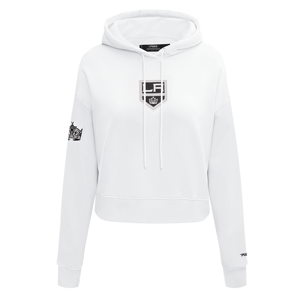 NHL LOS ANGELES KINGS CLASSIC WOMEN'S CROPPED PULLOVER HOODIE (WHITE)