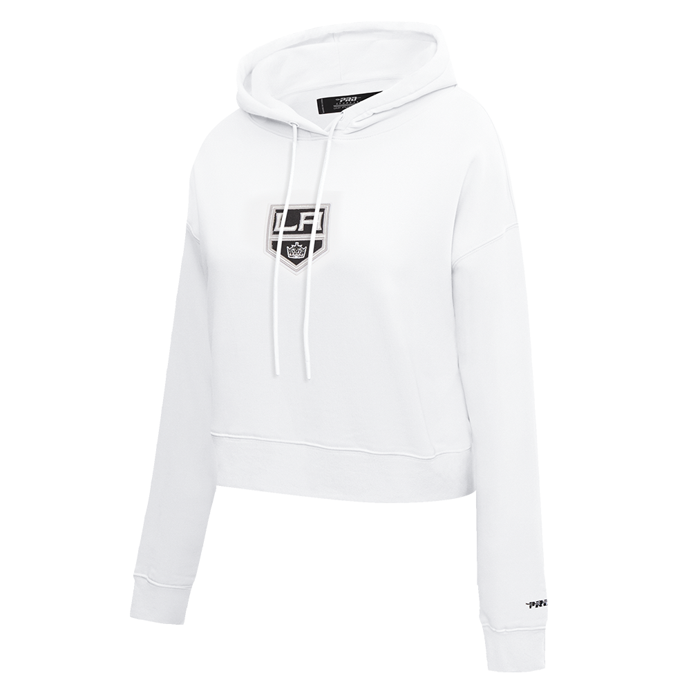 NHL LOS ANGELES KINGS CLASSIC WOMEN'S CROPPED PULLOVER HOODIE (WHITE)