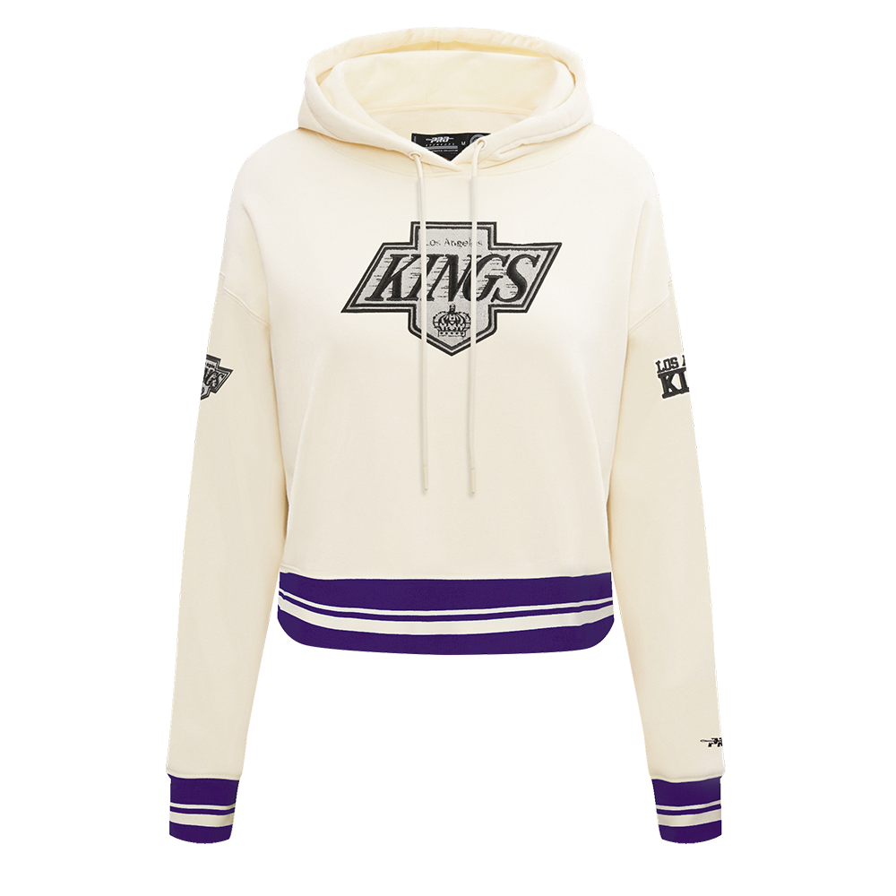 NHL LOS ANGELES KINGS RETRO CLASSIC WOMEN'S RIB CROPPED PO HOODIE (EGGSHELL/ PURPLE)
