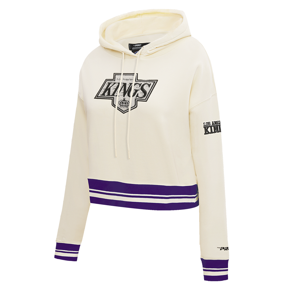 NHL LOS ANGELES KINGS RETRO CLASSIC WOMEN'S RIB CROPPED PO HOODIE (EGGSHELL/ PURPLE)