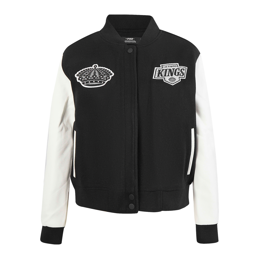 NHL LOS ANGELES KINGS CLASSIC WOMEN'S WOOL VARSITY JACKET (BLACK/WHITE)