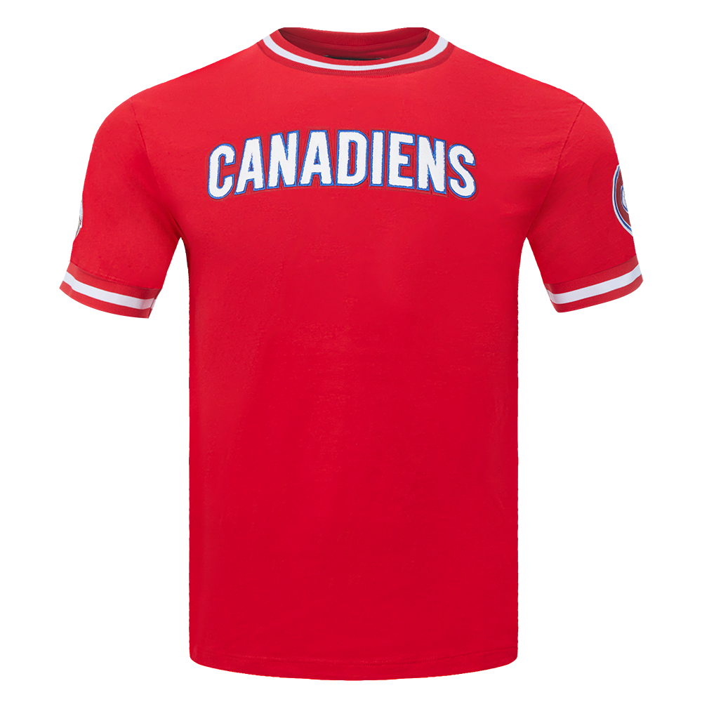 NHL MONTREAL CANADIENS CLASSIC CHENILLE T-SHIRT EN MAILLE DOUBLE POUR HOMME (ROUGE)