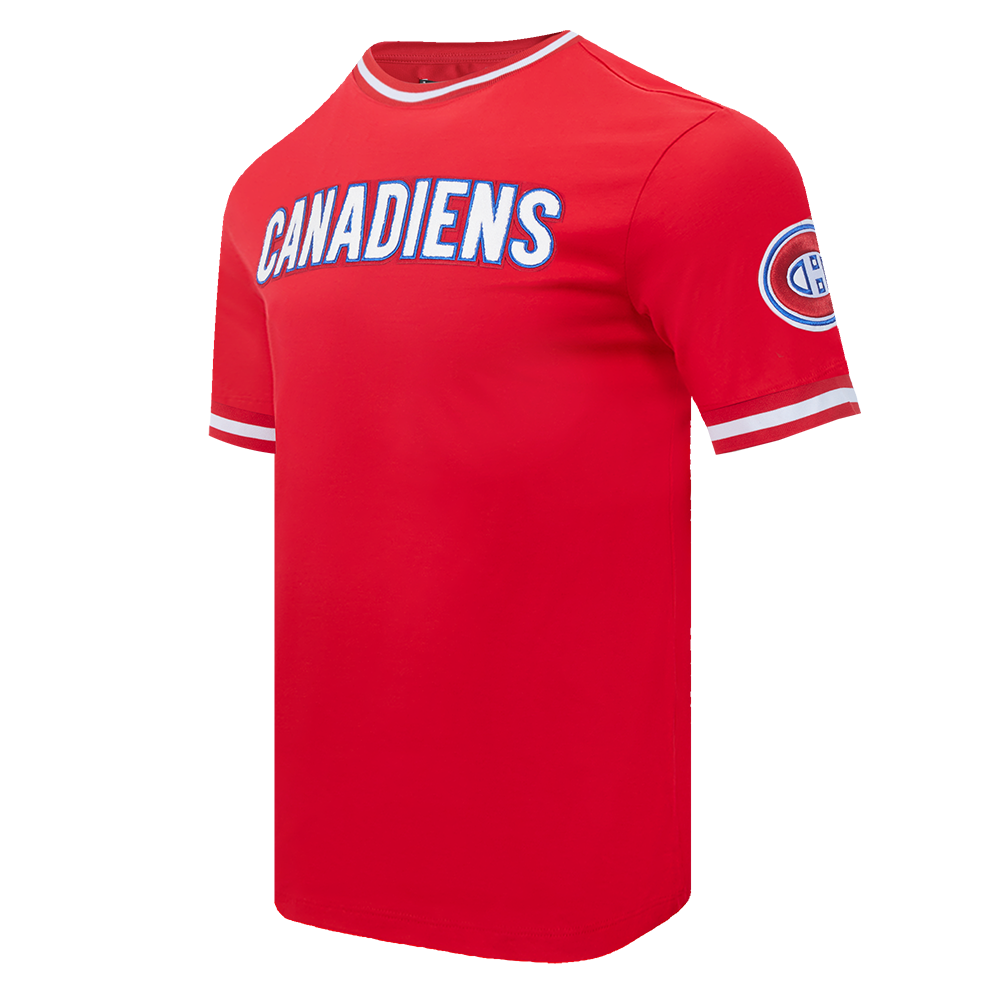 NHL MONTREAL CANADIENS CLASSIC CHENILLE T-SHIRT EN MAILLE DOUBLE POUR HOMME (ROUGE)