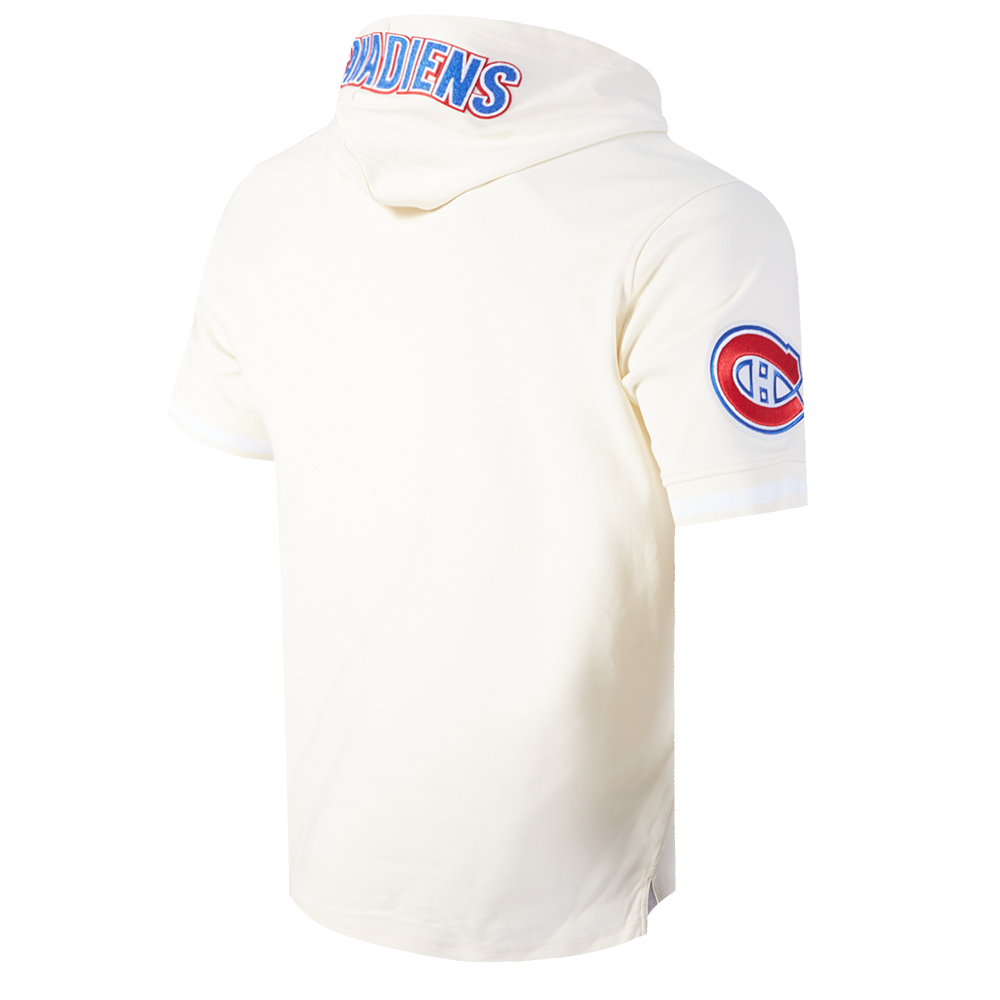 NHL MONTREAL CANADIENS CLASSIC CHENILLE CHANDAIL À CAPUCHON EN MAILLE DOUBLE À MANCHES COURTES POUR HOMME (COQUILLE D'ŒUF)