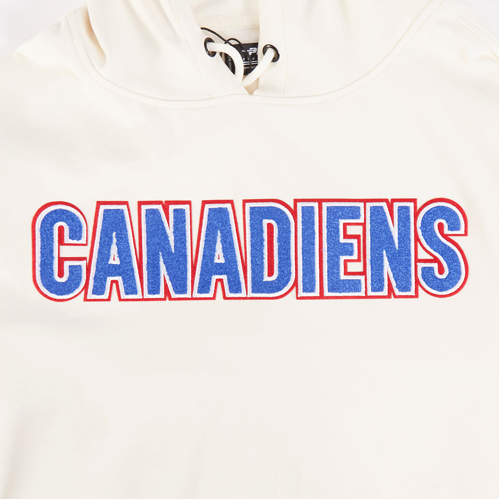 NHL MONTREAL CANADIENS CLASSIC CHENILLE CHANDAIL À CAPUCHON EN MAILLE DOUBLE À MANCHES COURTES POUR HOMME (COQUILLE D'ŒUF)