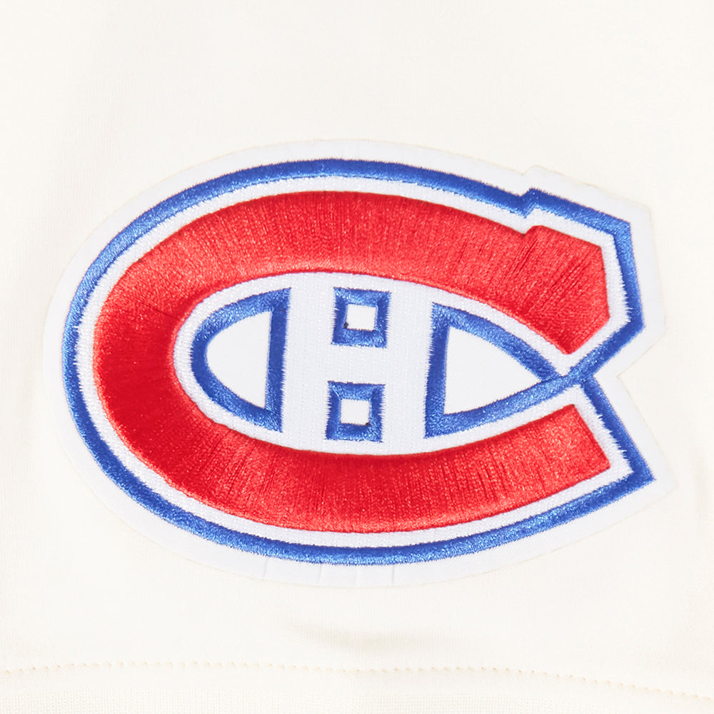 NHL MONTREAL CANADIENS CLASSIC CHENILLE CHANDAIL À CAPUCHON EN MAILLE DOUBLE À MANCHES COURTES POUR HOMME (COQUILLE D'ŒUF)