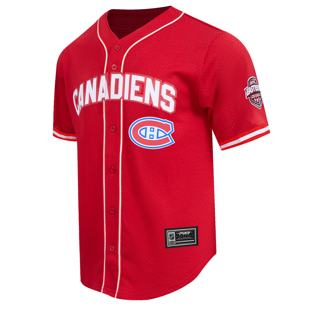 NHL MONTREAL CANADIENS CLASSIC MESH BUTTON DOWN SHIRT (RED)