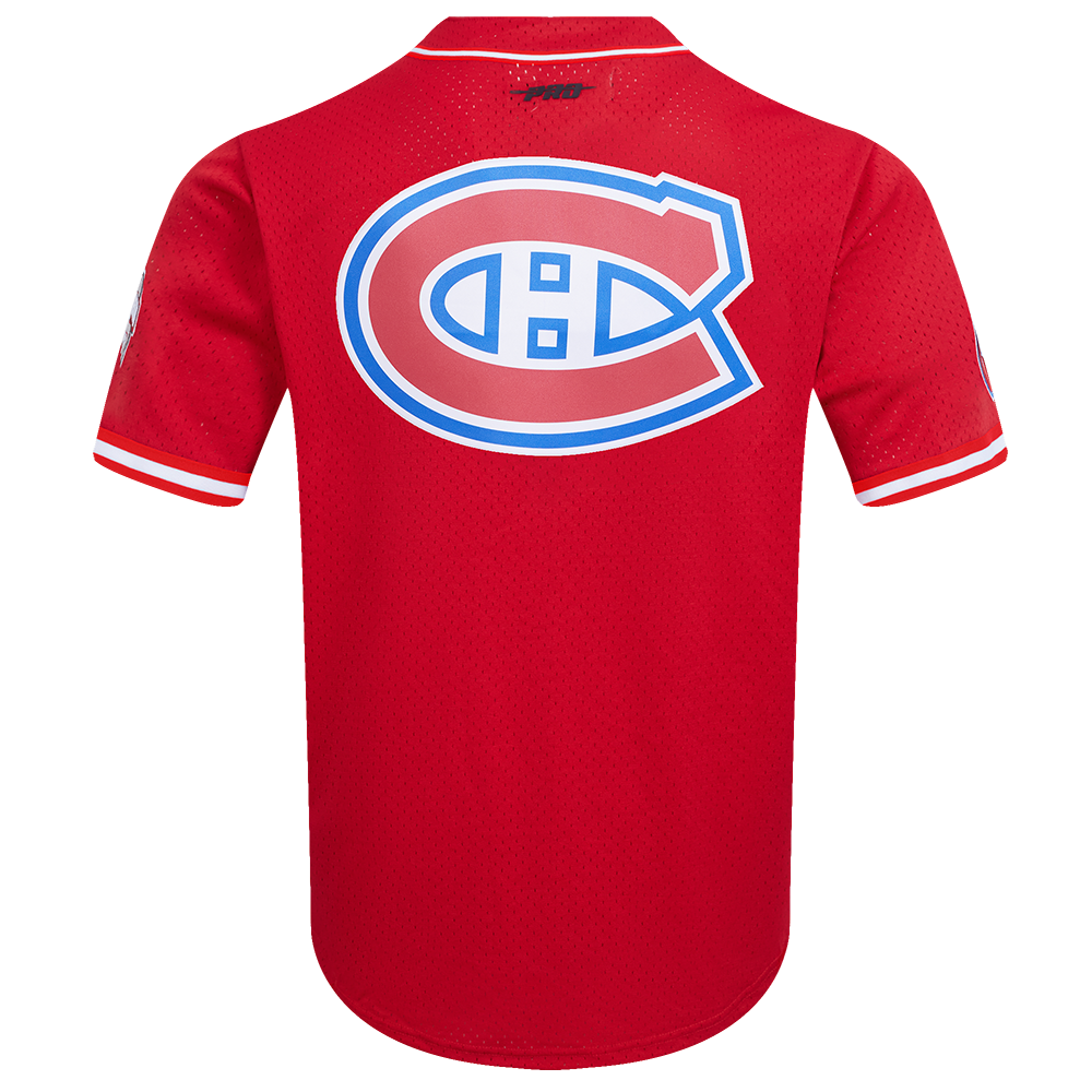 NHL MONTREAL CANADIENS CLASSIC MESH BUTTON DOWN SHIRT (RED)