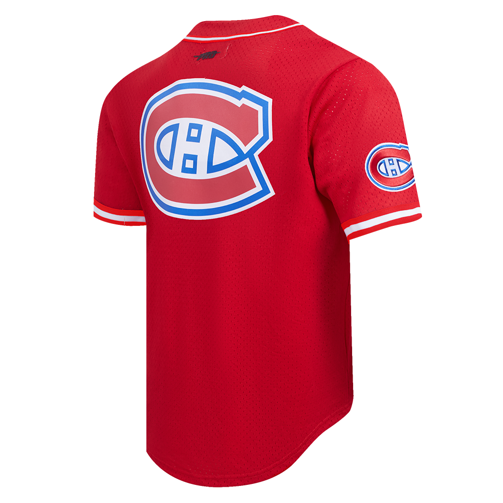 NHL MONTREAL CANADIENS CLASSIC MESH BUTTON DOWN SHIRT (RED)