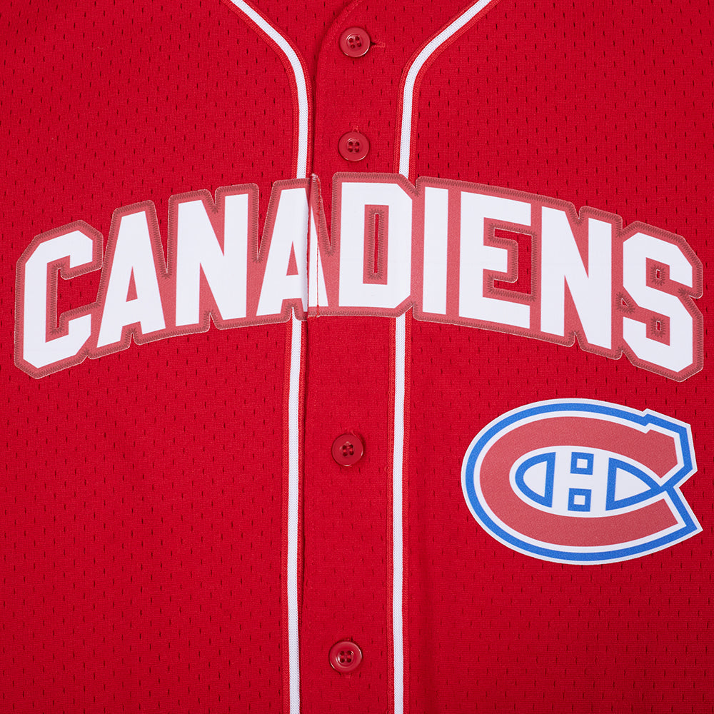 NHL MONTREAL CANADIENS CLASSIC MESH BUTTON DOWN SHIRT (RED)