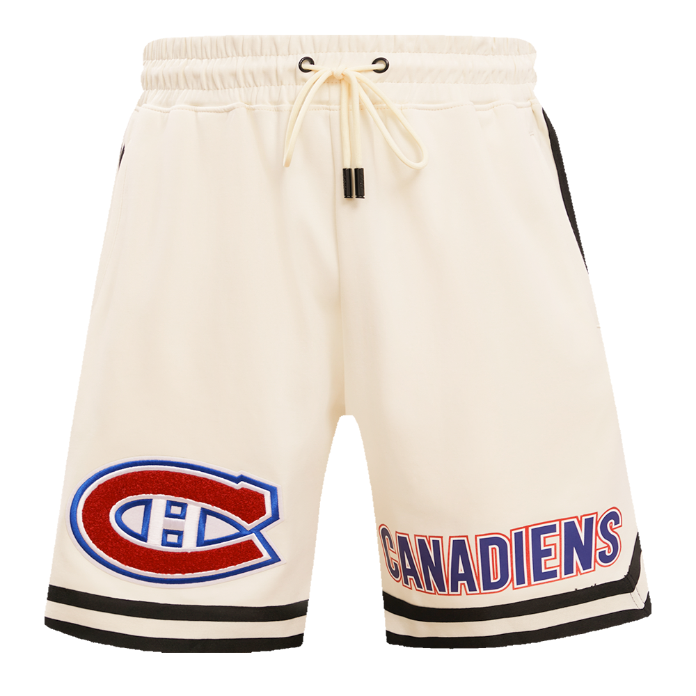NHL MONTREAL CANADIENS CLASSIC CHENILLE SHORT EN MAILLE DOUBLE POUR HOMME (COQUILLE D'ŒUF/NOIR)