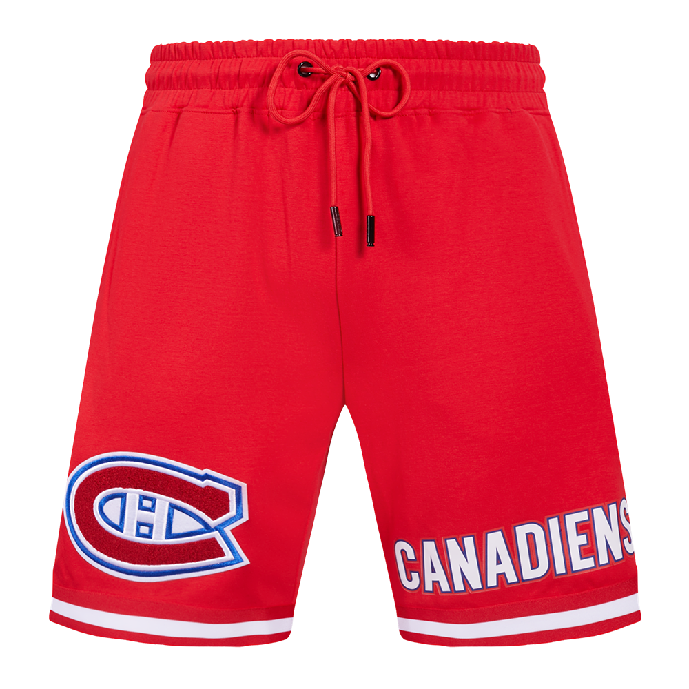 NHL MONTREAL CANADIENS CLASSIC CHENILLE SHORT EN MAILLE DOUBLE POUR HOMME (ROUGE)