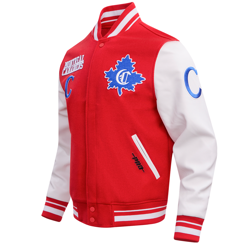 NHL MONTREAL CANADIENS RETRO CLASSIC MEN'S RIB WOOL VARSITY JACKET (RED/WHITE)