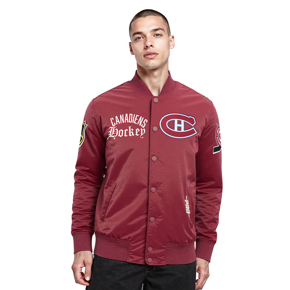 NHL MONTREAL CANADIENS MODERN ORIGINALS MEN'S SATIN JACKET (CARDINAL RED)