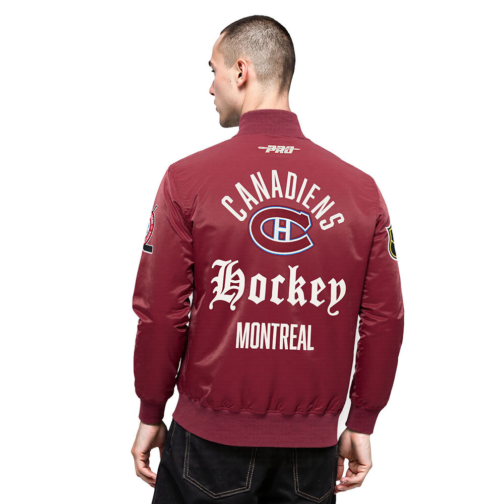 NHL MONTREAL CANADIENS MODERN ORIGINALS MEN'S SATIN JACKET (CARDINAL RED)