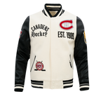 NHL MONTREAL CANADIENS MODERN ORIGINALS BLOUSON COLLÉGIAL EN LAINE À BORDS CÔTELÉS POUR HOMME (COQUILLE D'ŒUF/NOIR)
