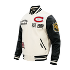 NHL MONTREAL CANADIENS MODERN ORIGINALS BLOUSON COLLÉGIAL EN LAINE À BORDS CÔTELÉS POUR HOMME (COQUILLE D'ŒUF/NOIR)