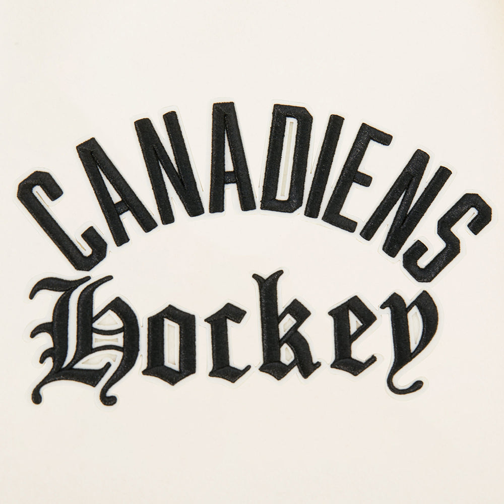 NHL MONTREAL CANADIENS MODERN ORIGINALS BLOUSON COLLÉGIAL EN LAINE À BORDS CÔTELÉS POUR HOMME (COQUILLE D'ŒUF/NOIR)