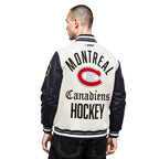 NHL MONTREAL CANADIENS MODERN ORIGINALS BLOUSON COLLÉGIAL EN LAINE À BORDS CÔTELÉS POUR HOMME (COQUILLE D'ŒUF/NOIR)