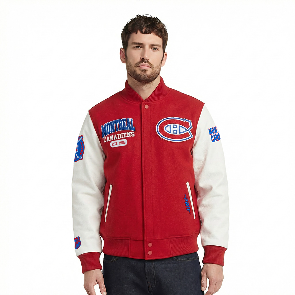 NHL MONTREAL CANADIENS CITY ARCH MEN'S WOOL VARSITY JACKET (RED/WHITE)