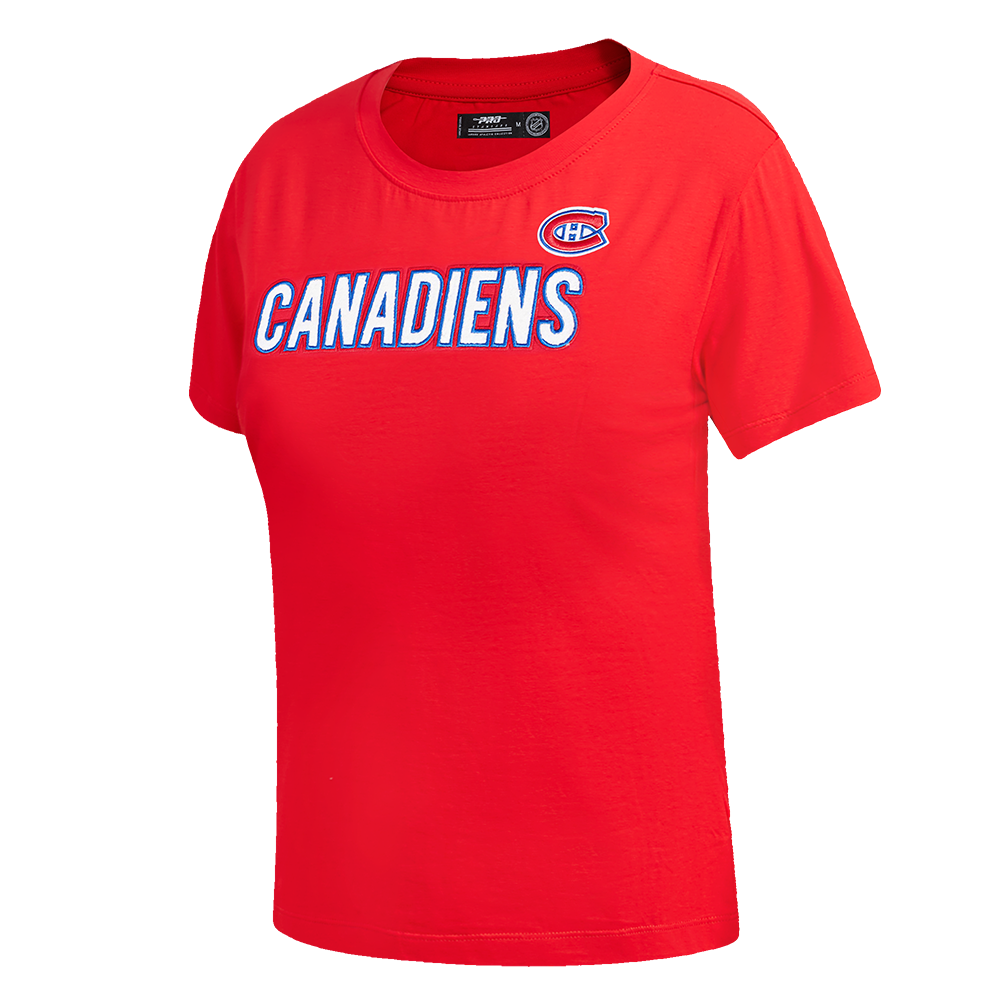 NHL MONTREAL CANADIENS CLASSIC SHORT SLEEVE WOMEN'S SINGLE JERSEY SLIM FIT TEE (RED)