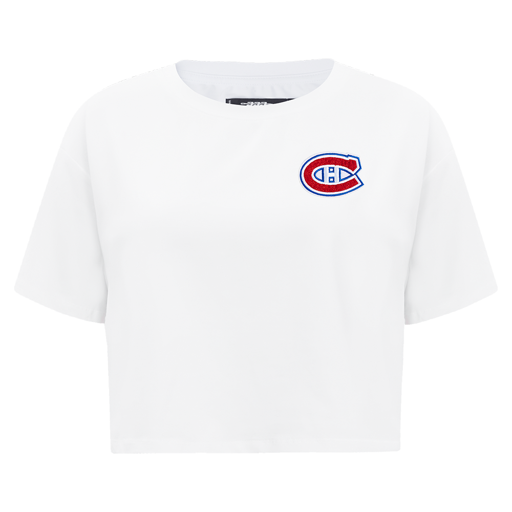 NHL MONTREAL CANADIENS CLASSIC T-SHIRT EN JERSEY SIMPLE À COUPE CARRÉE POUR FEMME (BLANC)