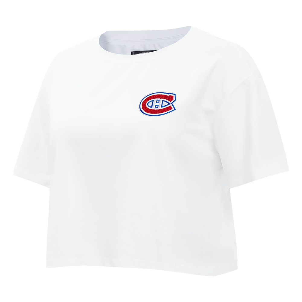 NHL MONTREAL CANADIENS CLASSIC T-SHIRT EN JERSEY SIMPLE À COUPE CARRÉE POUR FEMME (BLANC)