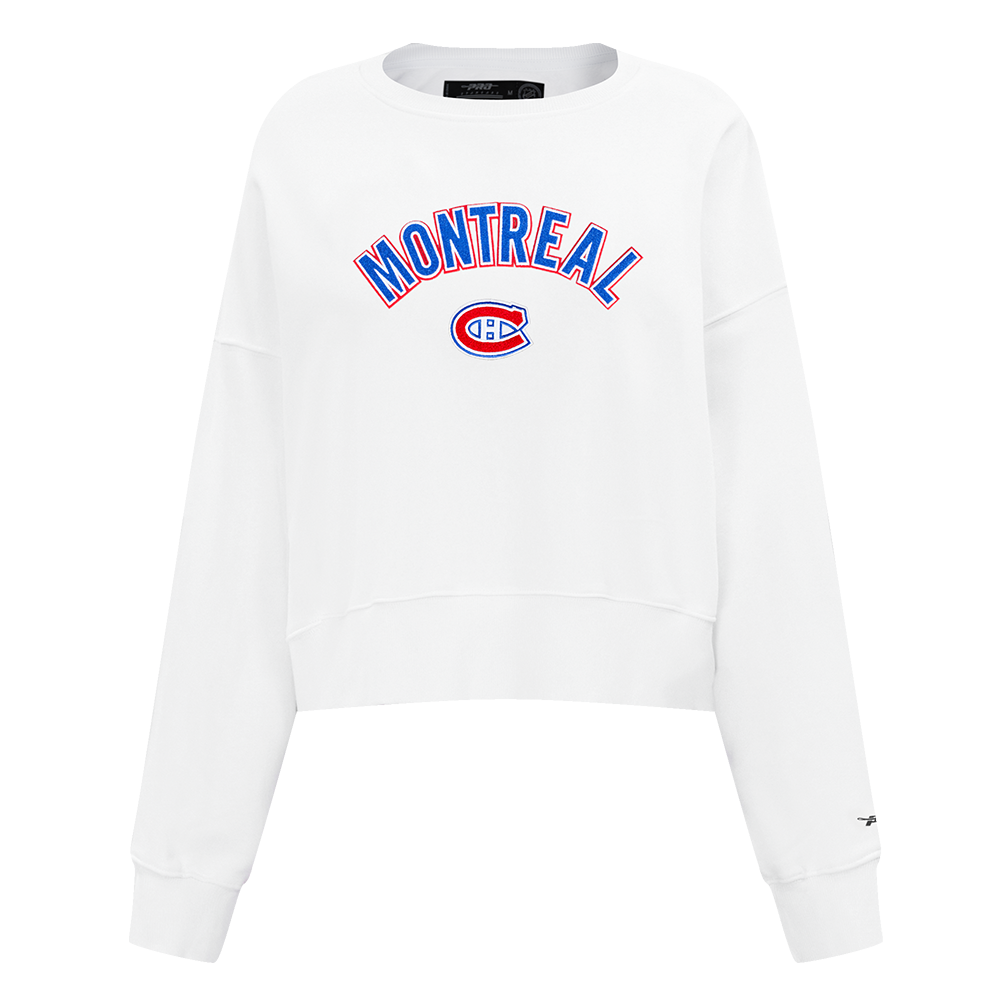 NHL MONTREAL CANADIENS CLASSIC CHANDAIL À COL ROND EN MOLLETON POUR FEMME (BLANC)