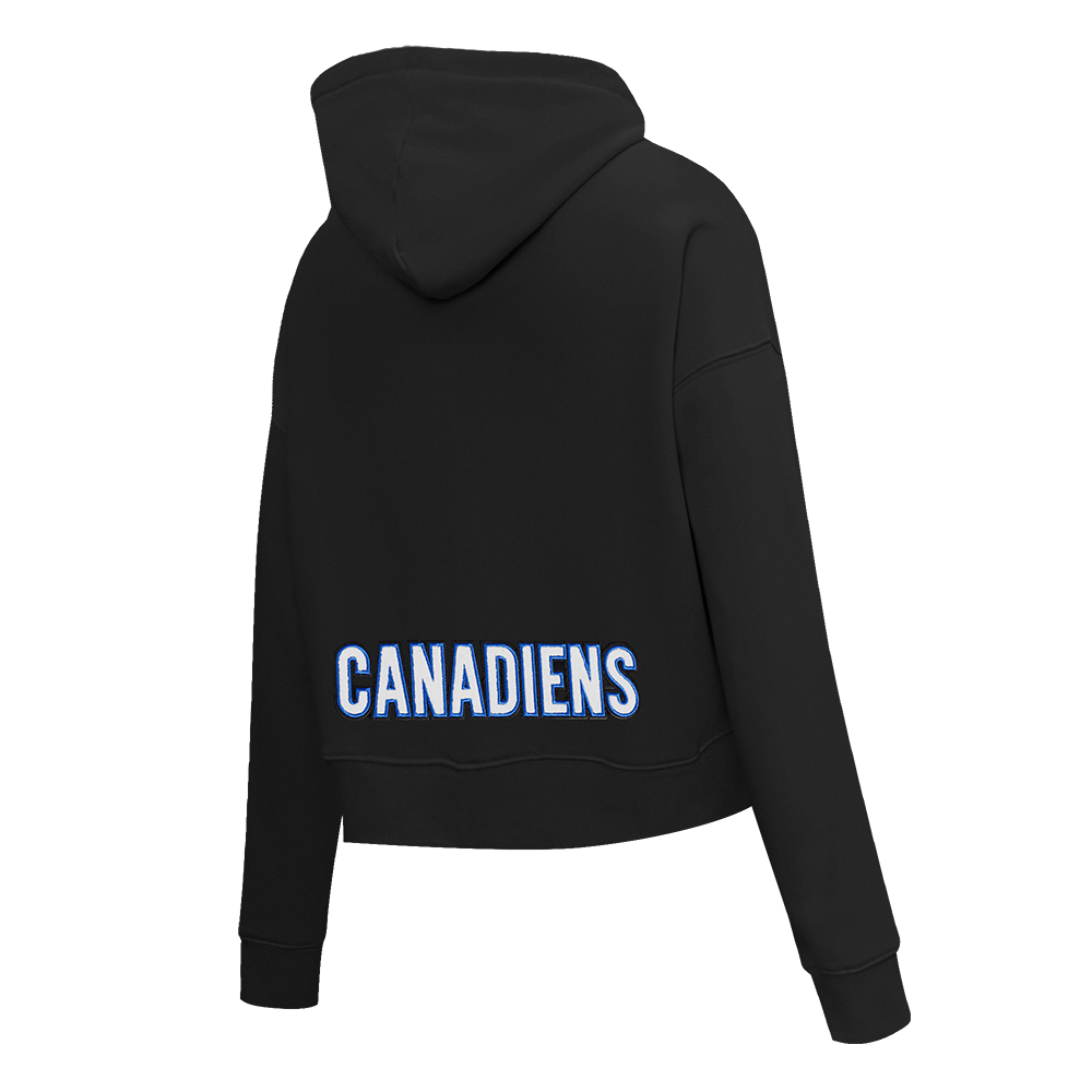 NHL MONTREAL CANADIENS CLASSIC WOMEN'S FLEECE CROPPED PULLOVER HOODIE (BLACK)