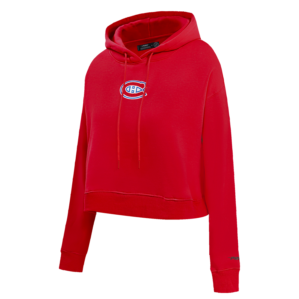 NHL MONTREAL CANADIENS CLASSIC WOMEN'S FLEECE CROPPED PULLOVER HOODIE (RED)