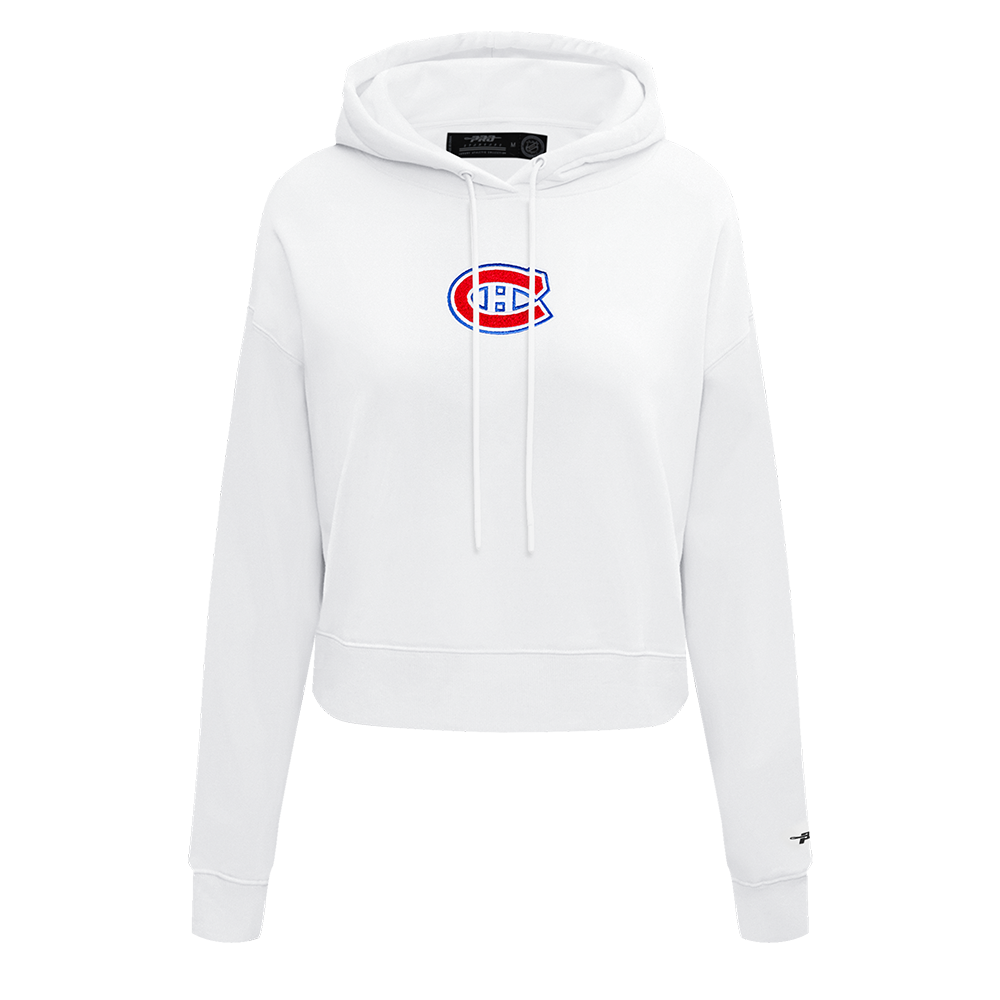 NHL MONTREAL CANADIENS CLASSIC WOMEN'S FLEECE CROPPED PULLOVER HOODIE (WHITE)
