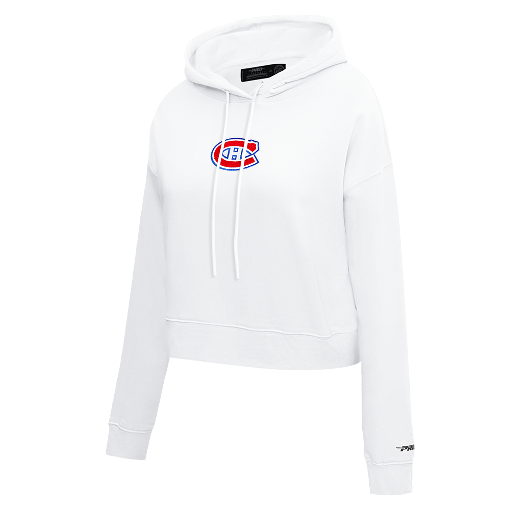 NHL MONTREAL CANADIENS CLASSIC WOMEN'S FLEECE CROPPED PULLOVER HOODIE (WHITE)