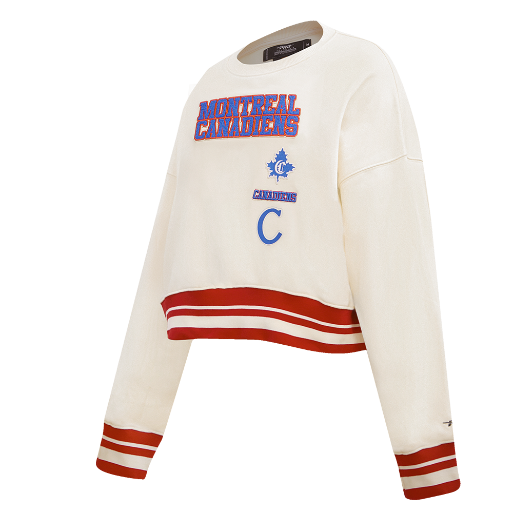 NHL MONTREAL CANADIENS RETRO CLASSIC WOMEN'S RIB CREWNECK (EGGSHELL/ RED)