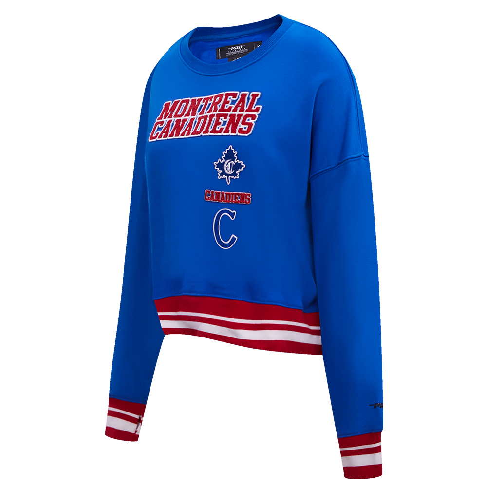 NHL MONTREAL CANADIENS RETRO CLASSIC WOMEN'S RIB CREWNECK (ROYAL BLUE/RED)