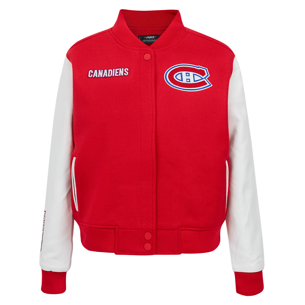 NHL MONTREAL CANADIENS CLASSIC BLOUSON COLLÉGIAL EN LAINE POUR FEMME (ROUGE/BLANC)