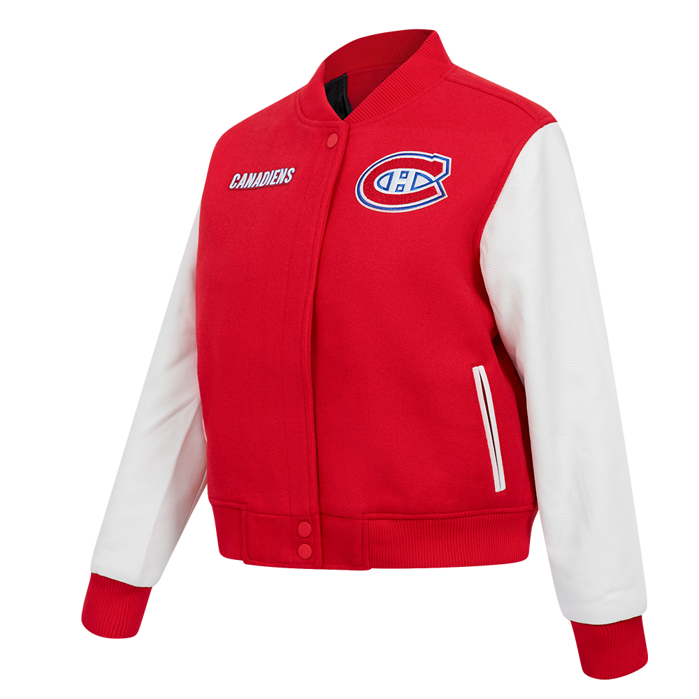 NHL MONTREAL CANADIENS CLASSIC BLOUSON COLLÉGIAL EN LAINE POUR FEMME (ROUGE/BLANC)