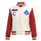 NHL MONTREAL CANADIENS RETRO CLASSIC BLOUSON COLLÉGIAL EN LAINE À BORDS CÔTELÉS POUR FEMME (COQUILLE D'ŒUF/ROUGE)