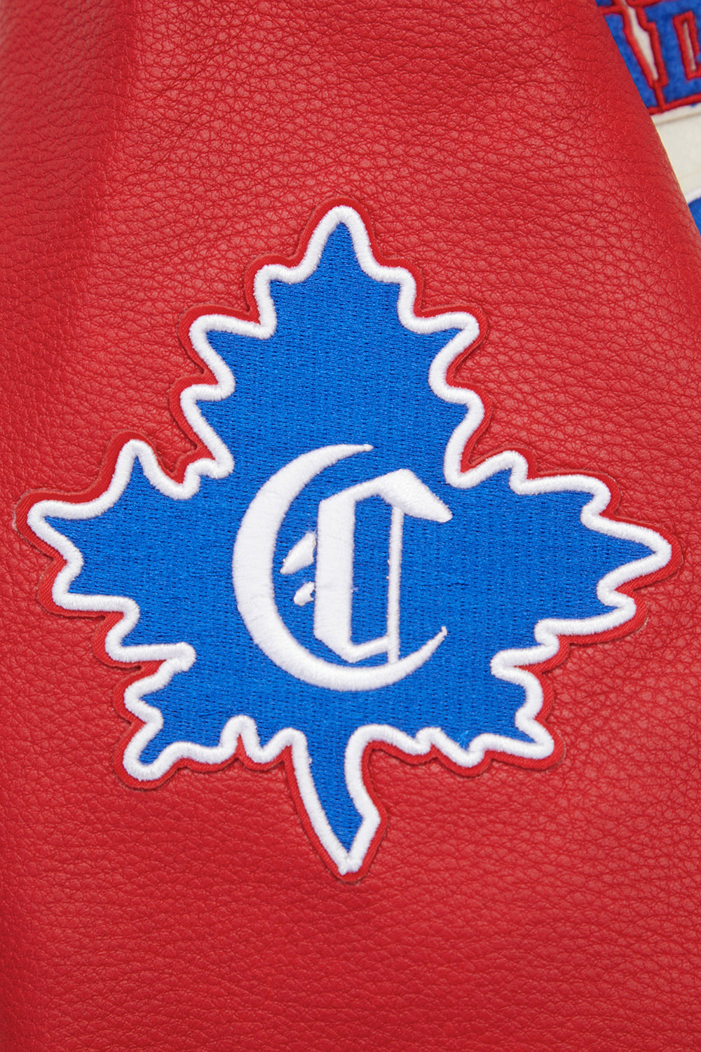 NHL MONTREAL CANADIENS RETRO CLASSIC BLOUSON COLLÉGIAL EN LAINE À BORDS CÔTELÉS POUR FEMME (COQUILLE D'ŒUF/ROUGE)