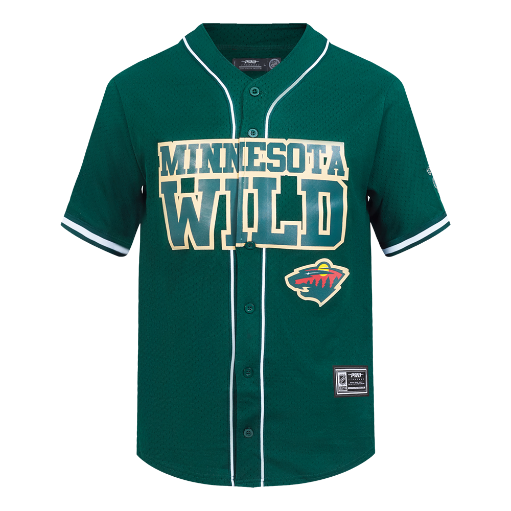 NHL MINNESOTA WILD CLASSIC MESH BUTTON DOWN SHIRT (FOREST GREEN)