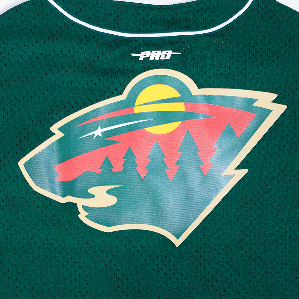 NHL MINNESOTA WILD CLASSIC MESH BUTTON DOWN SHIRT (FOREST GREEN)