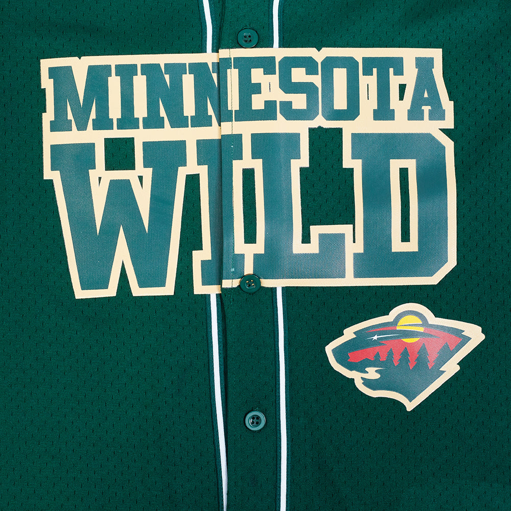 NHL MINNESOTA WILD CLASSIC MESH BUTTON DOWN SHIRT (FOREST GREEN)